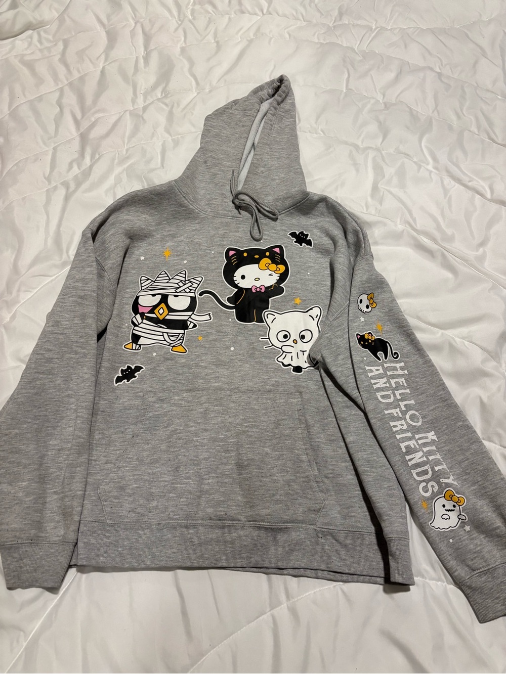 Hello Kitty Gray Pullover Hoodie with Character Graphics Hello Kitty & Friends